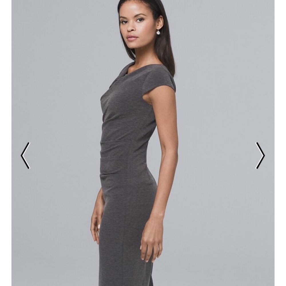 WHBM Gray Draped Knit Sheath Dress 00p